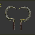 Heart Shaped Curved Metal Blades With Red Handles On Gray Background