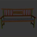 Wooden Outdoor Bench With Vertical Slat Backrest And Decorative Panel Design