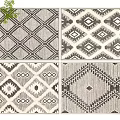 Modern Square Rugs With Geometric Patterns In Neutral Black White Tones 3d model