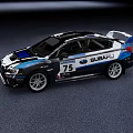 Subaru Race Car Model With Number 75 Black Blue And White Stripes