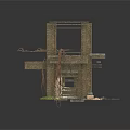 Modern Industrial Brick Construction With Overgrown Vines Weathered Frame And Scattered Debris