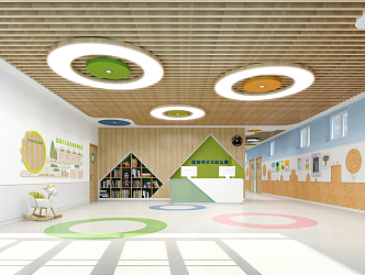 Modern kindergarten hall corridor change color 3d model