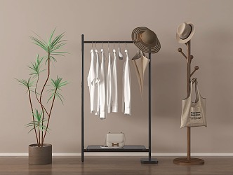 Modern Hanger Clothes Bag Hat Floor Drying Hanger 3d model