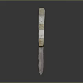 Long Slender Blade Knife Featuring Decorative Colored Square Blocks On Handle