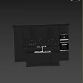 Modern Kitchen Interior With Dark Cabinets Marble Countertop Island And Appliances