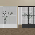 Modern Sliding Doors With White Black Glass Panel Design In Interior Space 3d model