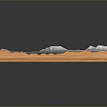 Detailed 3D Mountain Landscape Model With Textured Terrain And Wooden Base