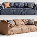 Navy Blue And Brown Sectional Sofas With Decorative Accent Pillows In Modern Style