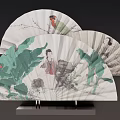 New Chinese Fan Zen Elegant Fan Folding Fan Combination 3d model