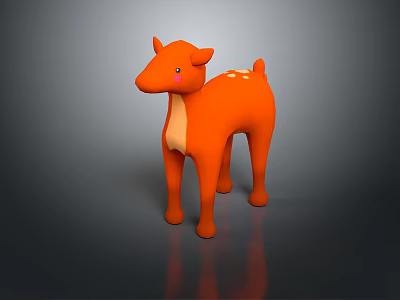 Orange Deer Toy With White Spots And Light Belly Standing On Dark Background 3d model