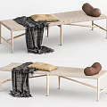 Nordic Bed End Stool Rattan Bed End Stool Bench 3d model