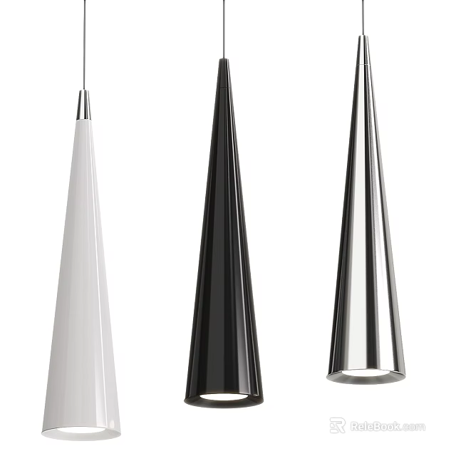 Modern Sleek Ceiling Lights With White Black Silver Conical Design For Interior 3d model 