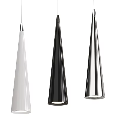 Modern Sleek Ceiling Lights With White Black Silver Conical Design For Interior 3d model