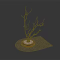 Decorative Potted Bare Branches In Round Pot With White Sand And Mat Base