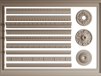 French plaster line corner carved lamp plate 3d model