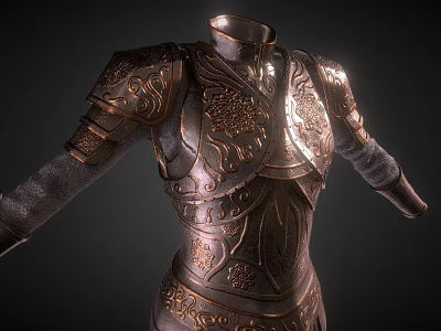Medieval Ornate Body Armor With Intricate Carved Patterns And Metallic Finish 3d model