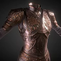 Medieval Ornate Body Armor With Intricate Carved Patterns And Metallic Finish