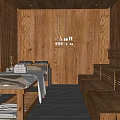 Luxury SPA Sauna With Wooden Walls Ceiling Snow View Window Massage Bed And Benches