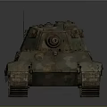 Historical Military Tank With Weathered Camouflage Long Barrel And Metal Tracks