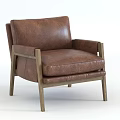 Stylish Modern Brown Leather Armchair With Wooden Frame And Simple Comfortable Design
