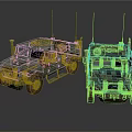 Green And Camouflage Military Vehicles With Off Road Design And Antennas