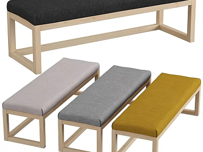 Modern Sofa Benches With Wooden Frames And Various Upholstery Colors 3d model