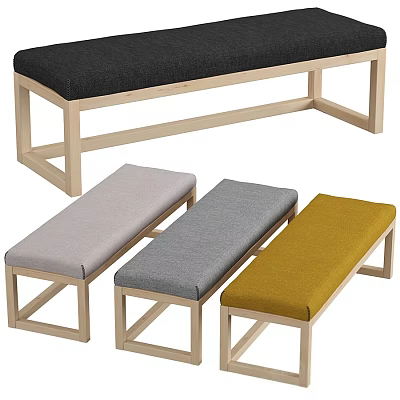 Modern Sofa Benches With Wooden Frames And Various Upholstery Colors 3d model