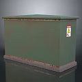 Green Industrial Electrical Equipment Cabinet With Warning Sign And Sturdy Design