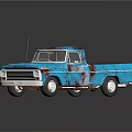 Vintage Blue Truck With Rusty Details And Red Accents Classic Design