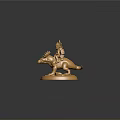 Golden Statue Of Warrior Riding Mythical Creature With Spear And Base