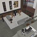 Modern Cafe Interior With Comfortable Seating Bar Counter Coffee Machines Decorative Art And Natural Light