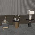 Modern Minimalist Interior Featuring Stylish Side Tables With Decorative Mirror And Table Lamp 3d model