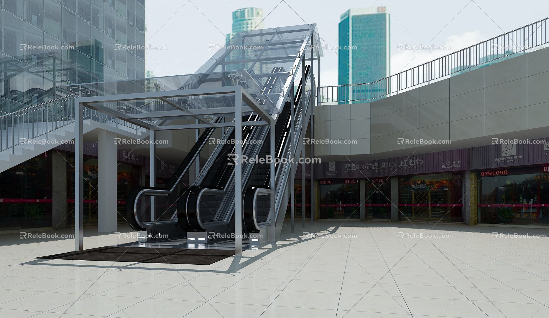 Outdoor Elevator Escalator Mall Elevator 3d model