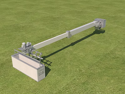Industrial Mechanical Device With Long Arm And Base Structure On Green Grassy Field 3d model