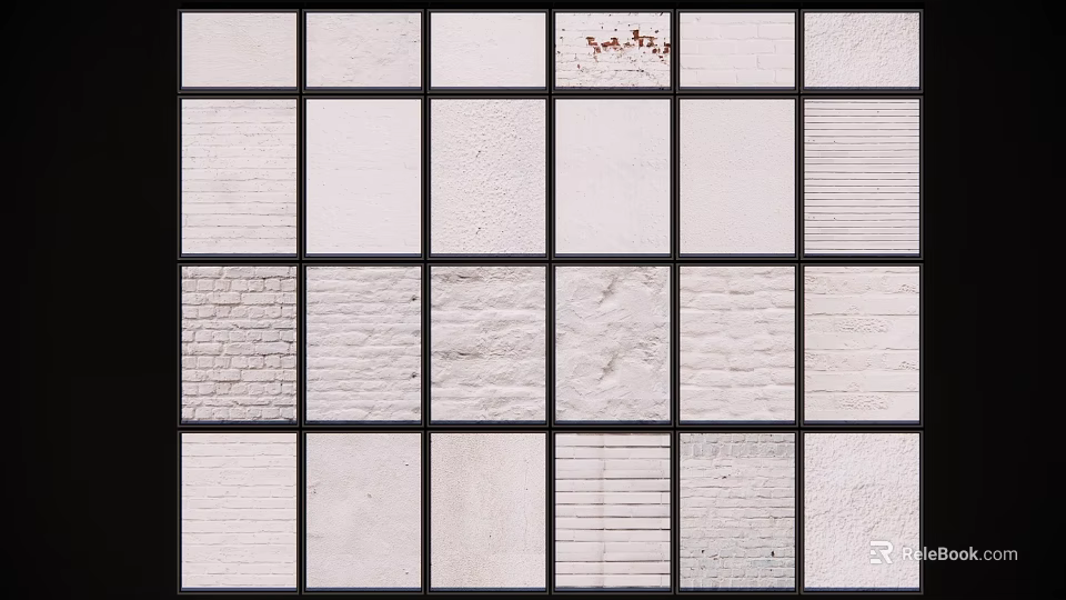 White Wall Decor With Various Textures Sample Display For Interior Design 3d model