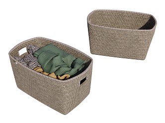 Modern Storage Basket Dirty Clothes Basket Storage Frame Rattan Dirty Clothes Basket Towel Basket 3d model