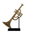Commercial Equipment Elegant Golden Trumpet Display With Black Stand Base