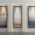 Three Abstract Paintings With Gradient Tones As Modern Wall Art Decor 3d model