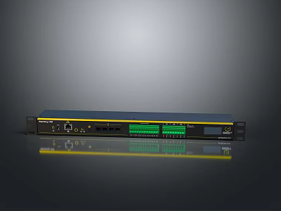 Rackmount Computer Network Device Featuring Green LED Indicators And Multiple Ports 3d model