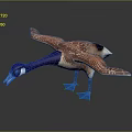 Realistic 3D Duck Model With Spread Brown Wings Blue Neck And Blue Feet