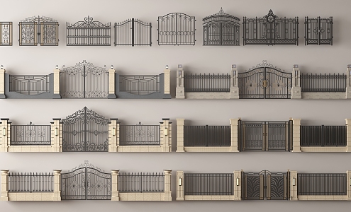 Jane Europe wrought iron gate villa gate courtyard wrought iron gate outdoor gate wall gate 3d model