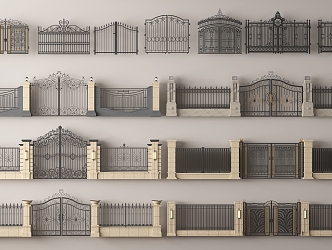 Jane Europe wrought iron gate villa gate courtyard wrought iron gate outdoor gate wall gate 3d model