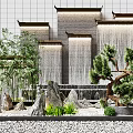 Chinese Style Garden Decor With Waterfall Bamboo Pine Tree Rocks And Pebbles