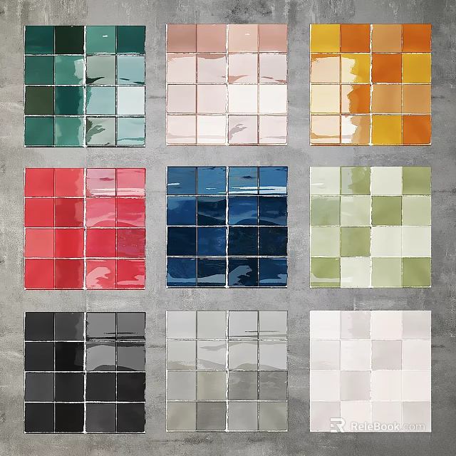Colorful Square Ceramic Tiles With Various Vibrant Shades And Smooth Finish 3d model 