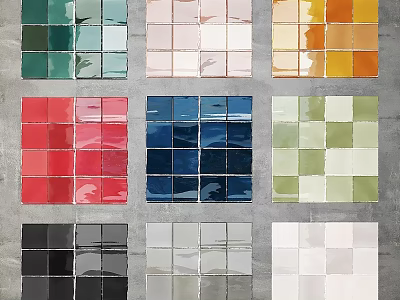 Colorful Square Ceramic Tiles With Various Vibrant Shades And Smooth Finish 3d model