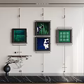 Modern Interior Decor With Framed Wall Art Colorful Paintings Black Vase And Branches