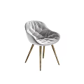 Light Gray Velvet Dining Chair with Tufted Backrest and Modern Light Wooden Legs