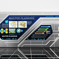 Modern Master Planning Display With Infographics Maps And Data Charts 3d model