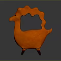 Game And Movie Character Orange Animal Shaped Figure With Curved Horns Black Eyes And Legs