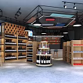 Modern Liquor And Tobacco Store Interior With Shelves Display Wine Bottles And Lighting